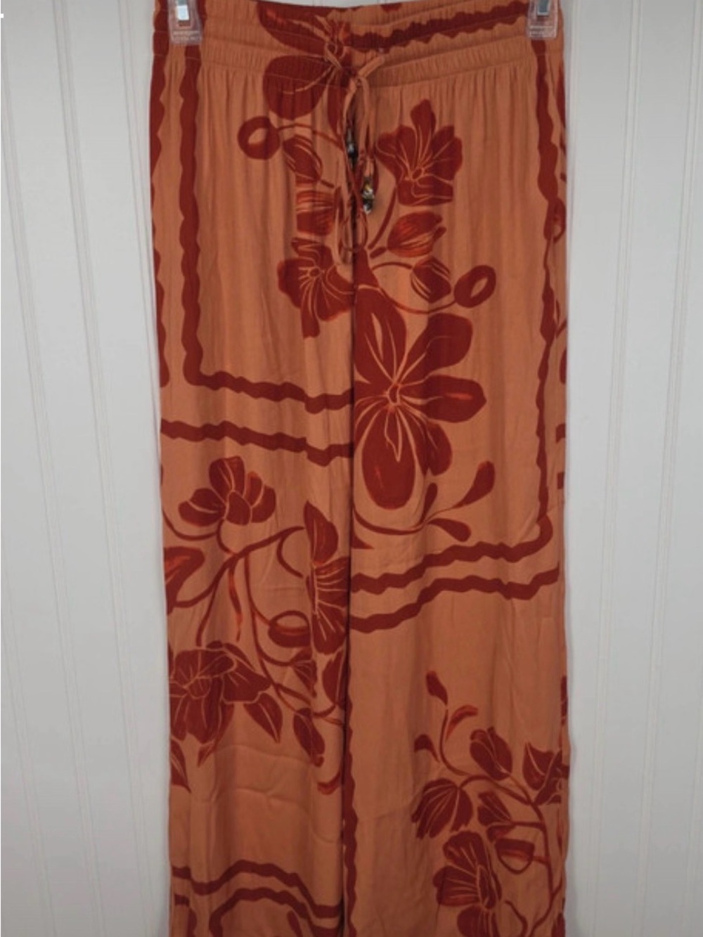 Orange and Red Floral Drawstring Rachel Zoe Silky Soft Pants XS